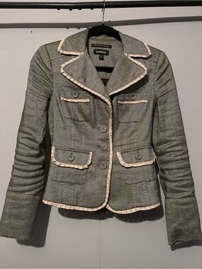 Bebe Linen Blazer with Trimmed Edges